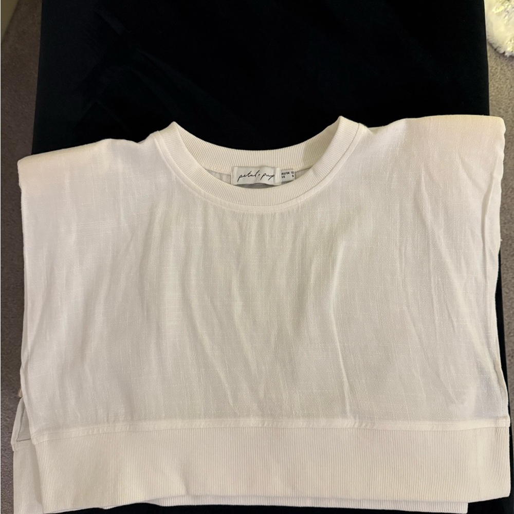 Petal & Pup Cream Ribbed Collar Top